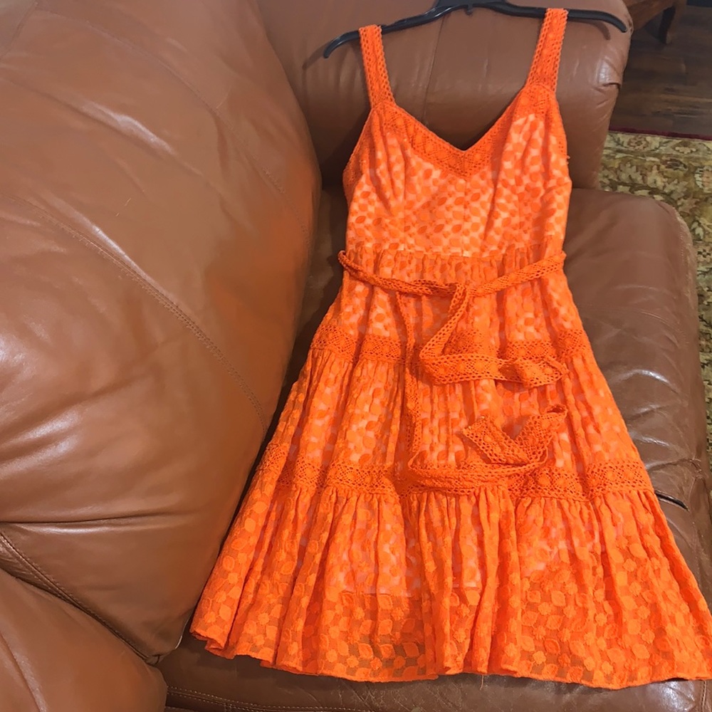 Milly crochet tiered ruffle dress